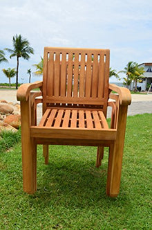 OnlineTeakFurniture 9 PC A Grade Outdoor Patio Teak Dining Set with 72" Round Table & 8 Naples Stacking Arm Chairs Brown