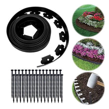 10M Garden Edging Borders with 30Pcs Stakes Flexible Lawn Kit Landscape Border for Flower Beds and(Black)