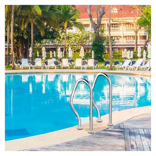 Pool Handrail, Stainless Steel Pool Railing, Swimming Pool Safety Hand Rail, 304 Stainless Steel Rustproof Pool Stair Railing Ergonomics Curved Design