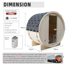 amocane Outdoor Barrel Steam Sauna 2 Person, Canadian Spruce Wooden Saunas Room for Home, Traditional Backyard Spa with 4.5KW Toule Heater, Rocks, Bucket, Waterproof System (70.87”x 47.24”x 70.87”)