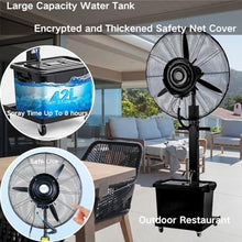 KUYBTU Portable Outdoor Misting Fan for Patio, Fans Misting Industry Evaporative Cooler 90° Oscillation 3 Speeds, 3 Micro-Mist Levels, Standing Fans with Casters Movable for Yar-75cm/30in