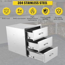 FinerFurnis Stainless Steel Kitchen Drawers - Weather Resistant, Smooth Slide Rails,with Venting Panel - Enclosed Built-in Drawers for Kitchen Island, Patio, Grill Station(15.7x17.7x21.6 inch)