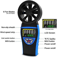 Handheld Anemometer,Airflow Gauge Measures Wind Velocity Temperature (℃/℉) for HVAC CFM,Weather Tester with Wind Chill Backlight Ideal for Windsurfing, Sailing, Fishing, Outdoor Sports