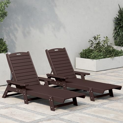 WestinTrends Malibu Poly Reclining Chaise Lounge (Set of 2) Dark Brown