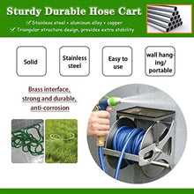 Garden hose reels Hose Reels,Washer Reel, Portable Hose Truck,Hose Reel Cart Garden Hose Reels for Outside Heavy Duty Wall Hose Cart Stainless Steel Small Pipe Organizer Hose Reels(Hose Cart+15m Pipe)