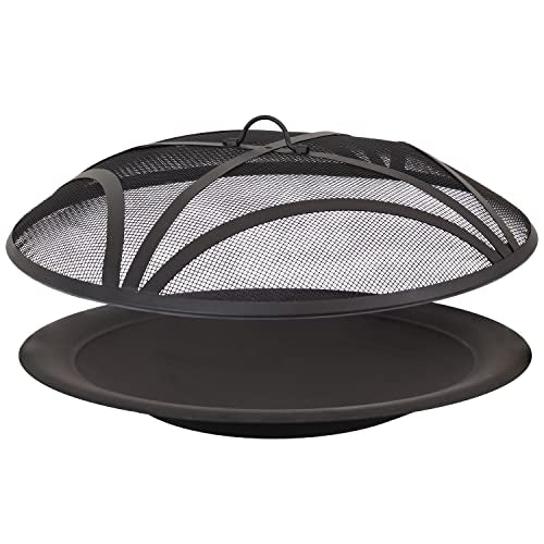 Sunnydaze Fire Pit Bowl with Spark Screen, 39" Outer / 30" Inner Dia