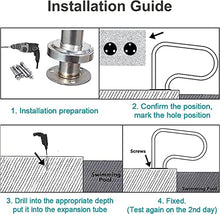 Pool Handrail Swimming Pool Safety Hand Rail Swimming Pool Handrails, 304 Stainless Steel Pool Hand Rail Easy-to-Install with Base, Stainless Steel Pool Railings for Garden Backyard Pools, E ( )
