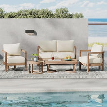 Merax 5-Piece Outdoor Acacia Wood Patio Furniture Set Beige
