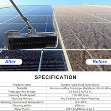 Solar Cleaning Roller Brush,Extendable Solar Panel Cleaning Brush Kit - 11.5/18.5/24.6Ft Long Reach Water Fed Pole, 23.6In Wide for Roofs, Vinyl Siding, Pools - 5.5M Effi,3.5M