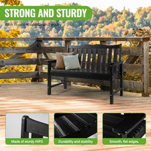 Backyard Expressions Poly Patio Bench (800 Lb Capacity) – Weatherproof Outdoor Bench, Low Maintenance, Heavy-Duty Recycled Material – Ideal for Porch, Patio & Park (Black Woodgrain Look)
