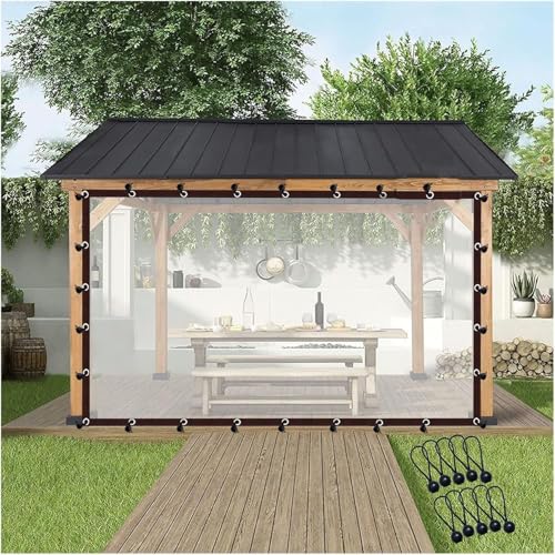 GJZDPMY Customizable Heavy Duty Waterproof Pergola Side Panels - 20x25ft Clear Tarpaulin with Eyelets Outdoor Tarp Curtain for Porch Gazebo and Patio -Weather Protection