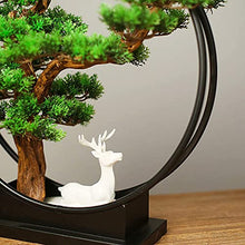LSHAOBO Artificial Bonsai Tree Faux Bonsai Tree Houseplant with Ceramic Deer Sculpture Home Office Decoration Ornaments(Color:Green-1)