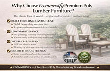 5 FT Black Amish-Made Porch Glider – 1000 lb Heavy-Duty Poly Lumber wood Roll Back Glider – USA Crafted HDPE Outdoor Seating Furniture - Stainless Steel Hardware – Smooth, Quiet Glide - CupHolders