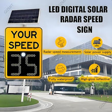 GIZMIT Solar Radar Speed Sign, Aluminum Radar Speed Display Detector, 2 Digital Speed Detector, Applicable to Highways, Industrial Park 50 * 70-White