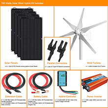 AUECOOR 800 Watts 24 Volts Solar Panel Wind Turbine Hybrid System Kit:4pcs 100W ETFE Flexible Monocrystalline Solar Panel+400 Watts Wind Turbine+1000W Inverter + Accessories,for Home RV Boats Roofs