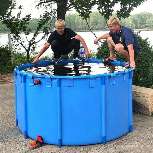 2 3 4 Ft Small But Deep Above Ground Pool Round, Outdoor Heavy Duty Round Frame Swimming Pools Set with Drain Faucet, Multipurpose PVC Canvas Fish Ponds(471L/124GAL - 1X0.6M (DXH))