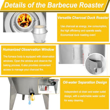 HayWHNKN Charcoal Roast Duck Oven Commercial BBQ Roaster Double-Layer Stainless Steel Grill with Temperature Display, Hooks, Tail Pins for Peking Duck & Turkey Roasting in Restaurants/Home/Outdoor