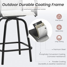 HOMREST Outdoor Swivel Bar Stools Set of 8, High Patio Swivel Bar Chairs with Padded Back & Seat, All-Weather Textilene Tall Patio Chair with Curved Armrest & Metal Footrest for Outside,Light Grey