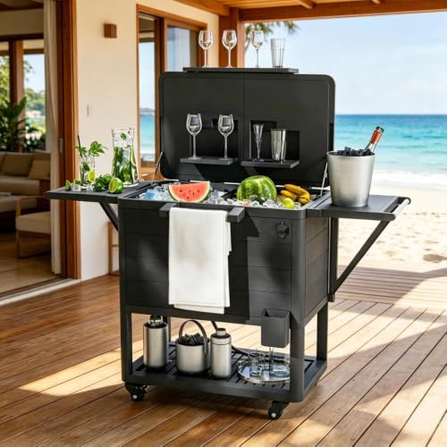 Outdoor Cooler Cart for Party & Patio Large Capacity, 48-Hour Cooling