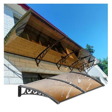 Patio Awning Canopy 150x300cm Outdoor Front Door Shelter with Polycarbonate Roofing Sheets - Black Aluminum Bracket for Window Porch Shade (Size:150x300cm/4.92x9.84ft)