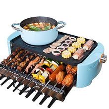 Hotpot Automatic Rotating Skewers Machine Multi-function Hot Pot Barbecue Integrated Non-stick Coating Shabu-shabu Skewers Machine barbecue (Color : Blue)
