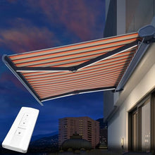 Patio Awning Retractable, Motorized Electric Sun Shade Awning with LED Light, Remote Control, Waterproof UV/Heat Resistant, Deck Canopy Balcony Sunsetter, Commercial Grade,20x10FT