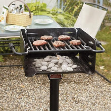 Pilot Rock Heavy Duty Steel Outdoor BBQ Charcoal Grill with 360 Degree Swivel Post Black