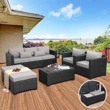 UOPYNE Patio Furniture Set 6 Piece Wicker Outdoor Furniture, Outdoor Sectional Sofa Conversation Set