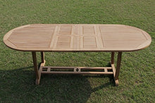 TeakStation 8 Seater Grade-A Teak Wood 9 Pc Dining Set: 94" Mas Oval Trestle Leg Table and 8 Marley Reclining Arm/Captain Chairs #TSDSASl