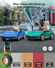 ELEMARA 2-Seater Kids Lamborghini Electric Car with Remote Control Blue