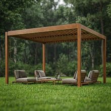 Patio Kingdom 10' x 13' Louvered Pergola Outdoor Aluminum Pergola Kit with Adjustable Roof, All-Weather Metal Gazebo with Drainage System for Patio, Deck, Garden and Backyard Shade, Wood Looking