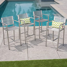 Christopher Knight Home Tammy Coral Outdoor Silver Rust-Proof Aluminum Barstools Set of 4 Silver