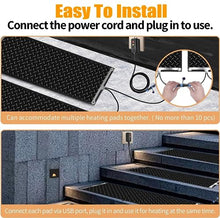 Snow Melting Walkway Mat 2 in/h Speed Heated Snow Melting Mats for Stairs, Non-Slip Heated Outdoor Mats Power Cord Winter Removal One Piece, Tandem Connector (Color : 2PCS, Size : 10in x 30in (25.4c