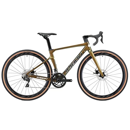 KABON Carbon Gravel Road Bike T800 Fiber 700C 18-Speed Disc Brakes Racing Bicycle Chameleon Green