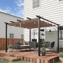 Outsunny 10' x 10' Aluminum Patio Pergola Retractable Canopy Brown