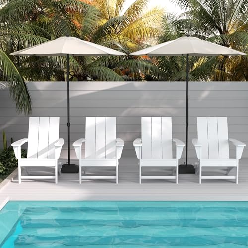 WestinTrends Ashore Modern Outdoor Folding Adirondack Chair (Set of 4), White