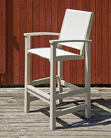 Polywood 9012-SA901 Coastal Bar Chair, Sand/White Sling
