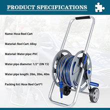 Hose Reel Cart Hose Reel Cart with Wheels Metal Durable Garden Trolley, Hose Cart with Retractable Handle, Household Car Wash Tool with Water Gun, for Irrigation (Color : A, Size : Hose Cart+40m Pip
