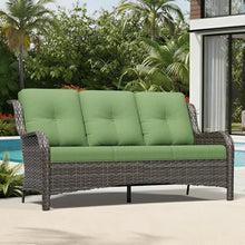 Joyside Outdoor Patio Couch, 3 Seater Outdoor Wicker Sofa with High Back, Deep Seating, Wide Armrest, Thickened Cushions, Patio Sofa for Deck, Porch Use