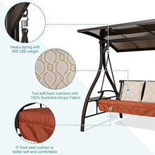PATIO TREE 2-Seat Porch Swing Glider, Outdoor Adjustable Canopy Swing Chair with Tray and Sunbrella Pillows for Patio