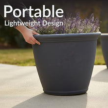 Sunnydaze Anjelica 24'' Large Plastic Planter Pot for Plants, Slate, 3pk