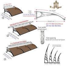 Outdoor Modular Door Canopy Awning 100x380cm (39x150in): UV & Rain Protection, Durable Aluminum Bracket, Brown, for Patios, Terraces, Entryways & Walkways