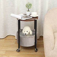 NRFJFOP Removable Side Table Small Round Wheels Bedside with Removable Basket Bag
