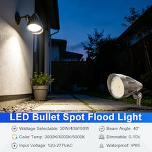 LED Bullet Spot Flood Light 30W/40W/50W Selectable 3000/4000/5000K Tunable