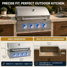 4 Burner Built in Propane Grills Charcoal & Natural Gas Grill Combo