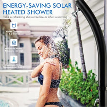MKLFBY 7.2 Ft Outdoor Shower, Solar Heated Outside Shower Station Fixture W/Shower Head & Foot Tap Spigot, Standing Garden Shower for Poolside, Pool Area, Beach House