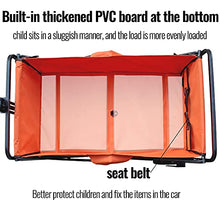 Foldable Pull Wagon 4 Wheel Festival Trolley, Practical Integrated Front Wheel Steering Transport Trolley with Lining Steel Frame, Wagon for Outdoor Beach Shopping Garden Cart (Orange)