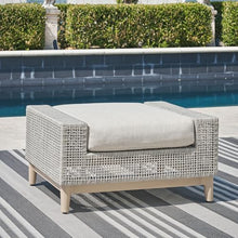 Signature Design by Ashley Large Wicker Outdoor Patio Ottoman, Gray