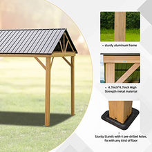 Domi Outdoor Living 12’x14’ Hardtop Aluminum Gazebo with Galvanized Steel Roof Wood Grain