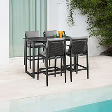 Armen Living Cayman Outdoor Patio 5-Piece Bar Table Set Dark Grey